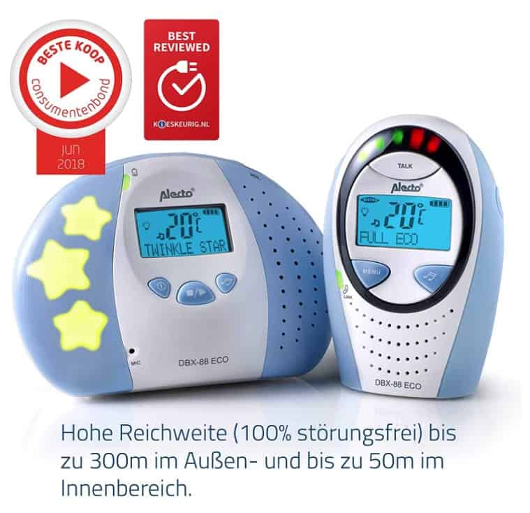 Alecto DBX-88 Digitales Babyphone mit Schlafliedern - Testsieger mit Note „sehr gut“ (93,3%) beim ETM Testmagazin (8/2022)