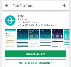 Die Fitbit Flex 2 App bei Google Play