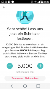 In der Fitbit-App ein Schrittziel festlegen