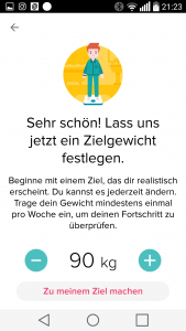 Fitbit-App Screenshoot Zielgewicht