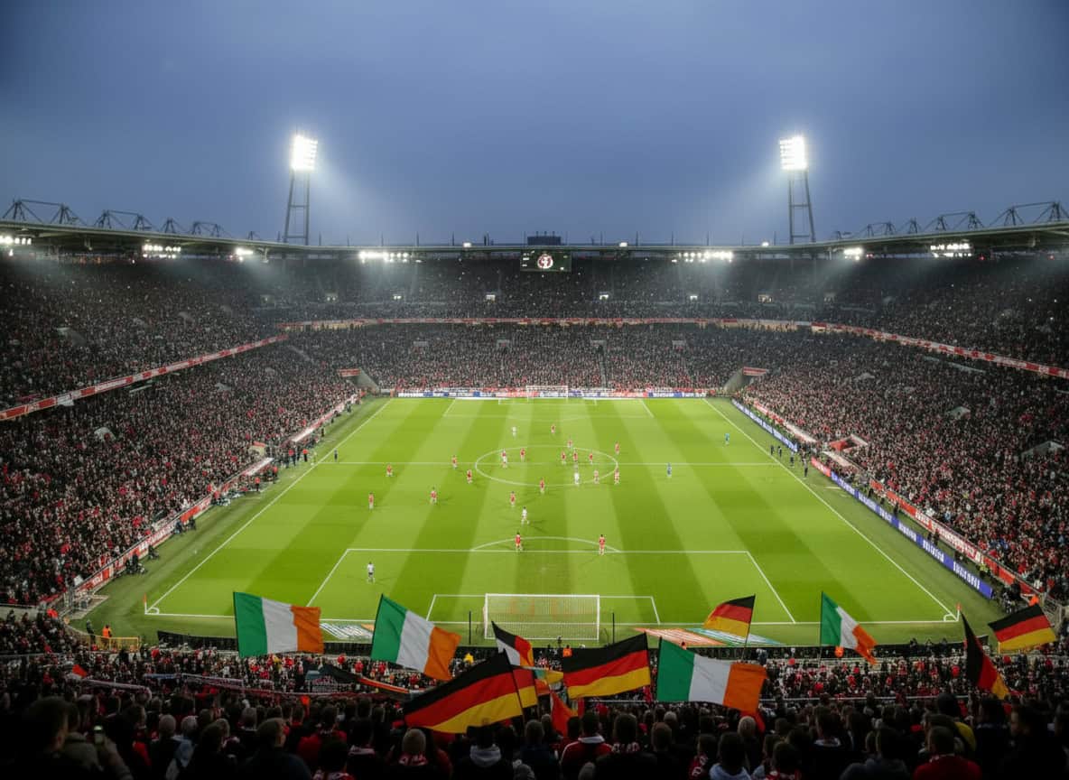 Deutschland spielt gegen Irland im Stadion.