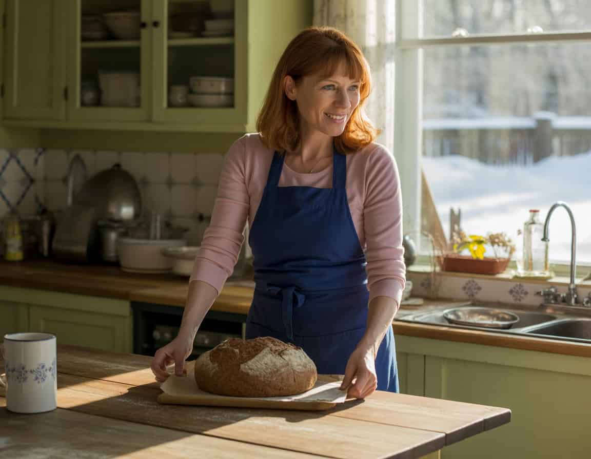 frisch gebackenes brot in kueche