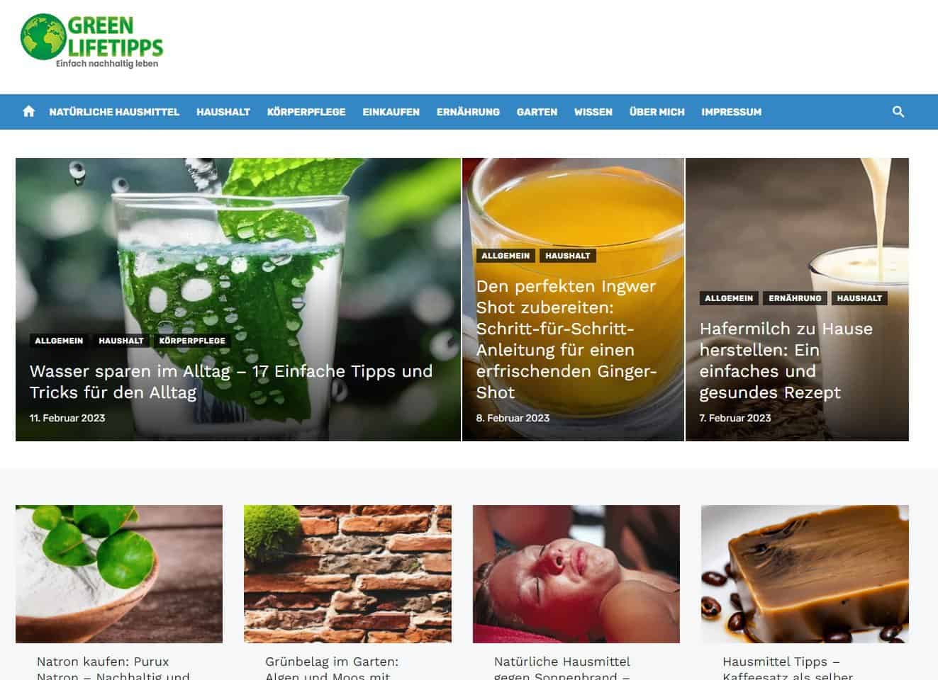 GreenLifeTipps.de Webseite Screen