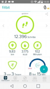 Screenshot Tagesanzeige Fitbit App